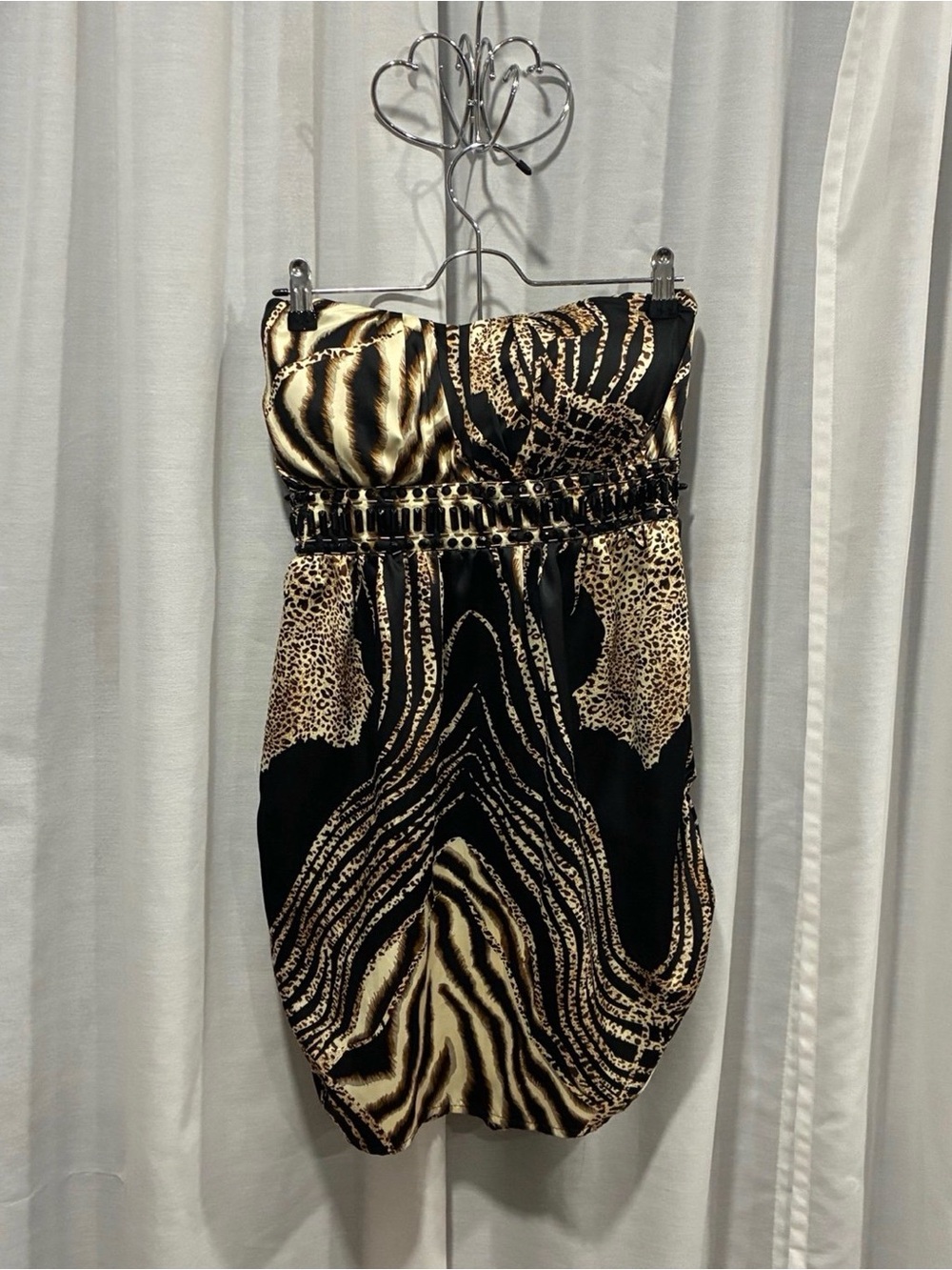Arden B Strapless Animal Print Mini Dress